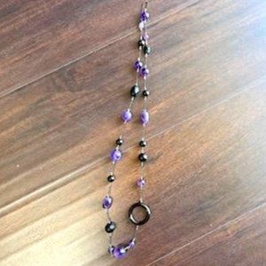 Purple Amethyst & Black Onyx necklace - about 15.5 inches long